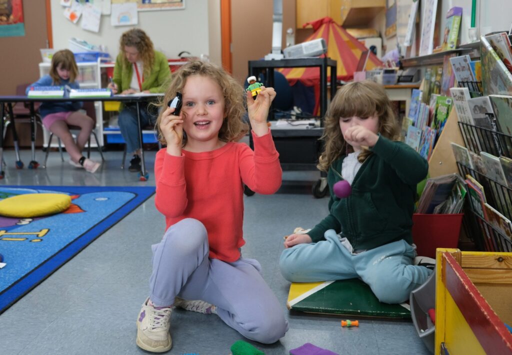 Students enjoying center time in the Kindergarten classroom.